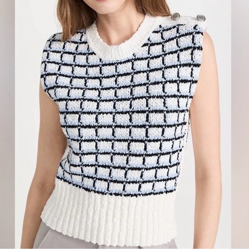 Veronica Beard Grid Knit Sweater Vest
